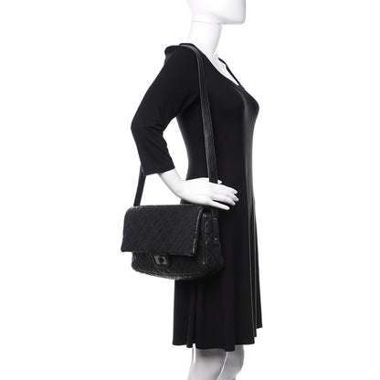 Chanel Calfskin Quilted Jumbo Easy Reissue Messenger Flap Black 2 of 13