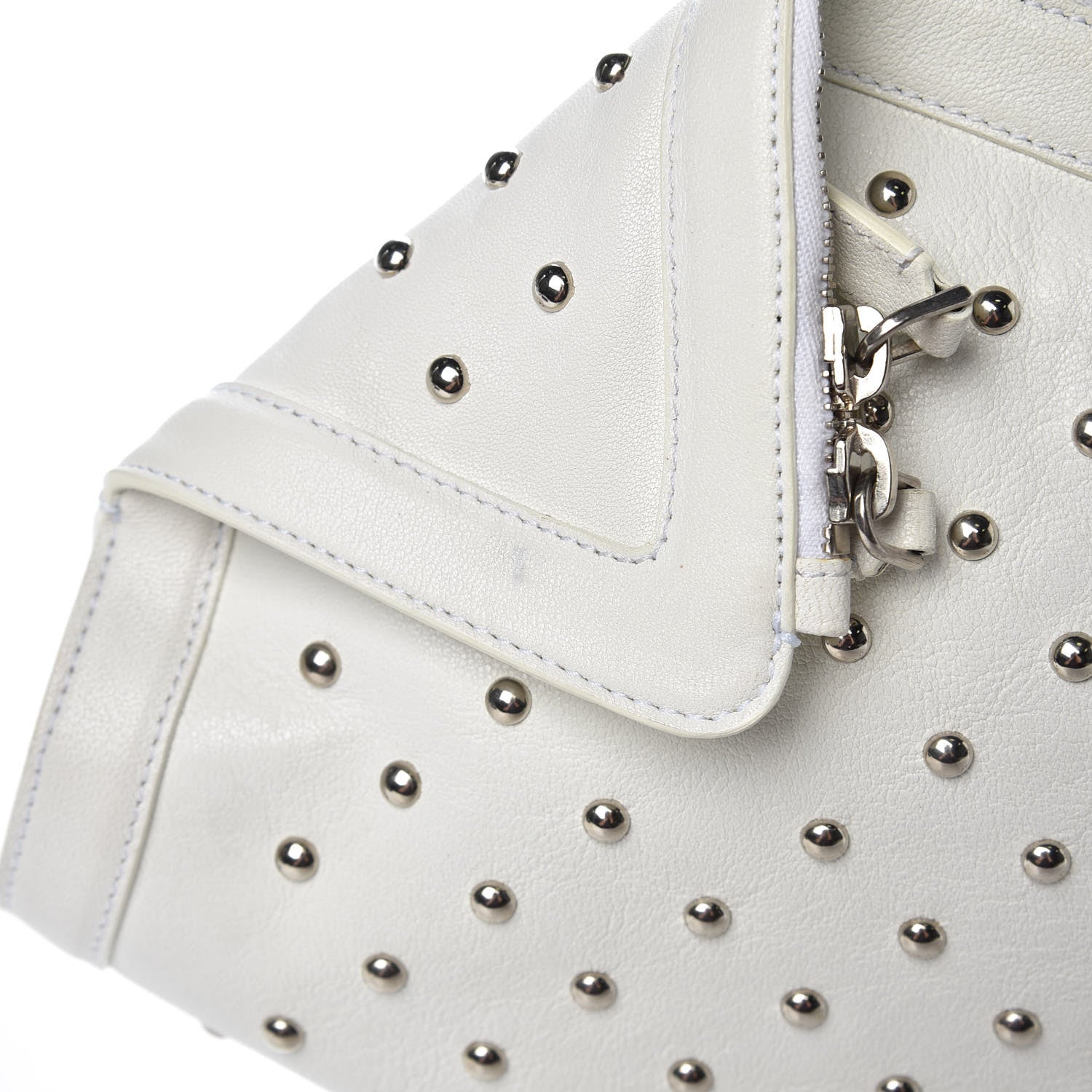 Alexander McQueen Calfskin Studded De Manta Clutch White 8 of 10