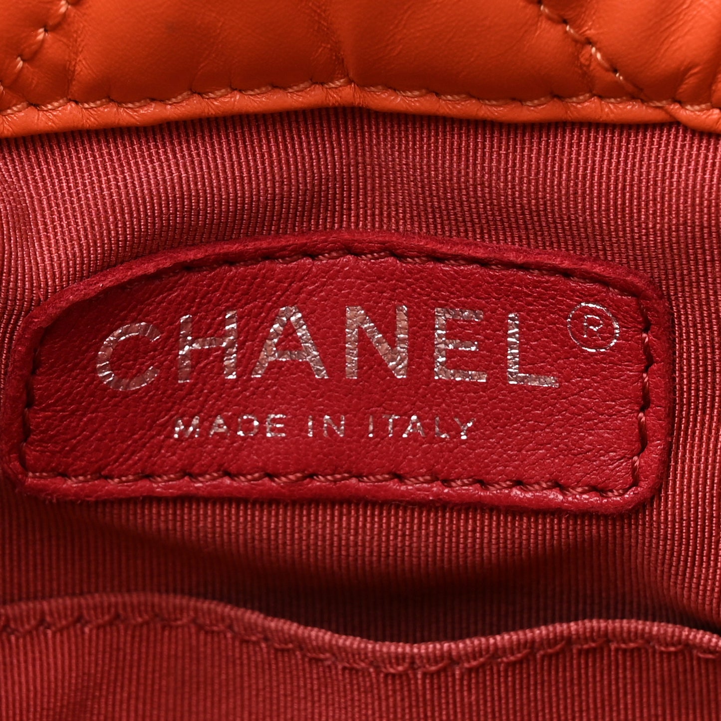 Aged Calfskin Chevron Quilted Small Gabrielle Backpack Dark Red Orange