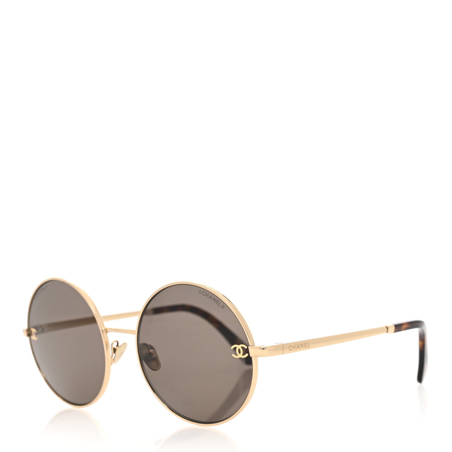 Chanel Metal Round Sunglasses 4268 Gold Tortoise 1 of 7