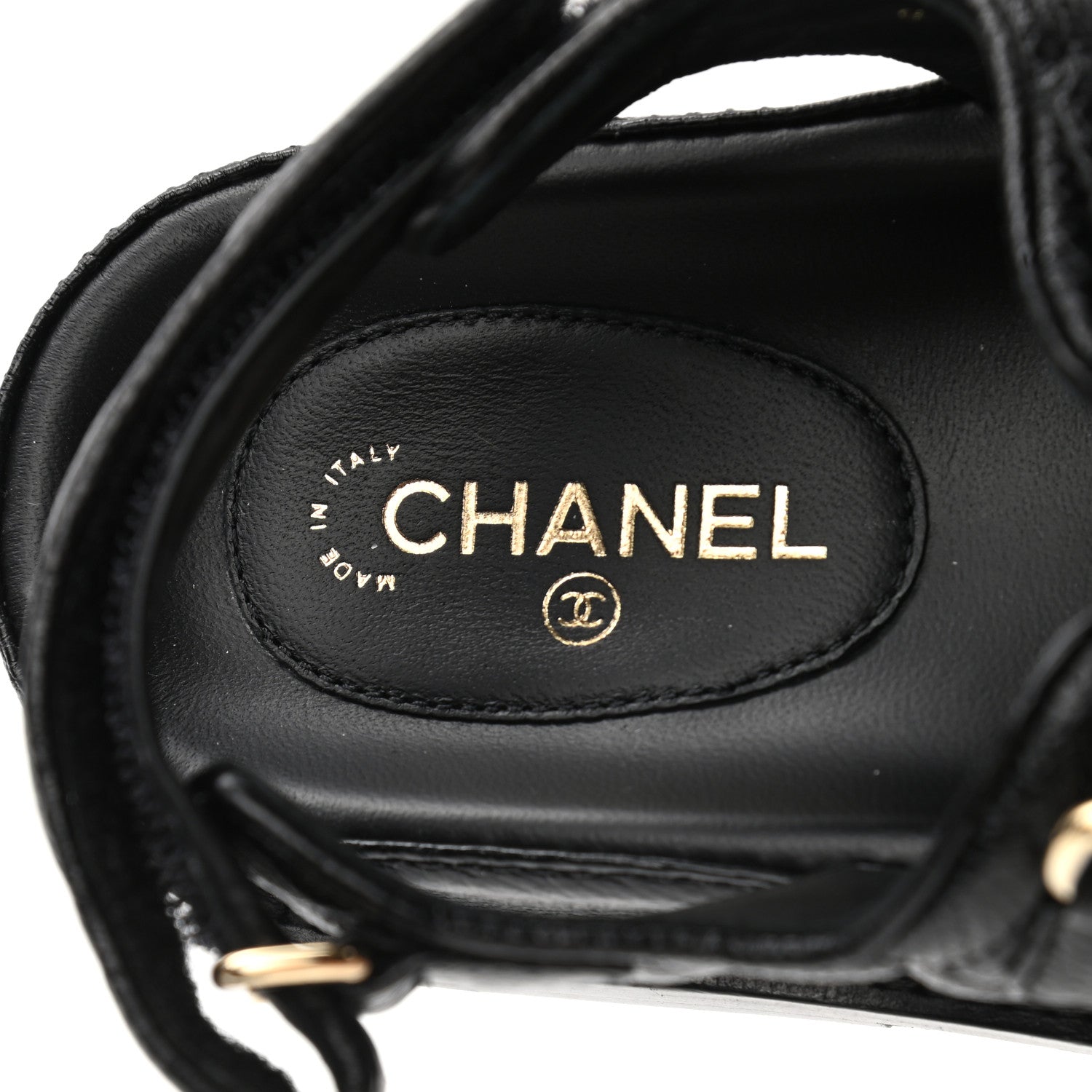 Chanel Grained Calfskin Velcro Dad Sandals 36 Black 7 of 8