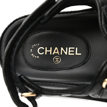 Chanel Grained Calfskin Velcro Dad Sandals 36 Black 7 of 8