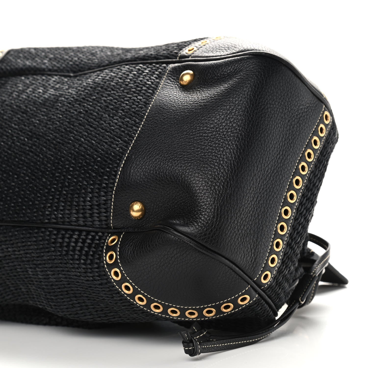 Prada Paglia Vitello Daino Frame Satchel Black 14 of 14