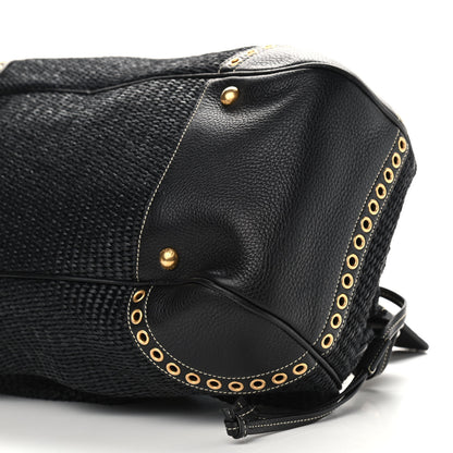 Prada Paglia Vitello Daino Frame Satchel Black 14 of 14