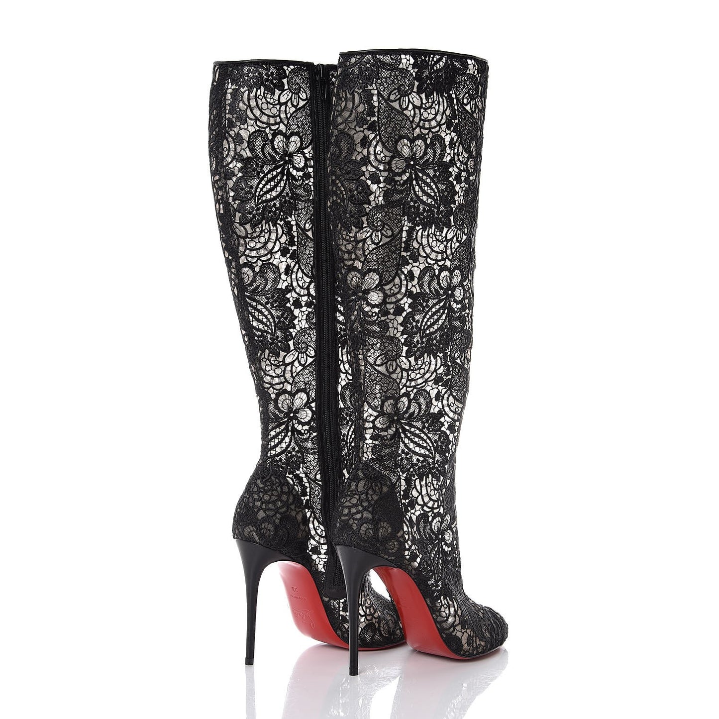 Mesh Guipure Wax Lace Kid Tennissina 100 Tall Boots 36 Black