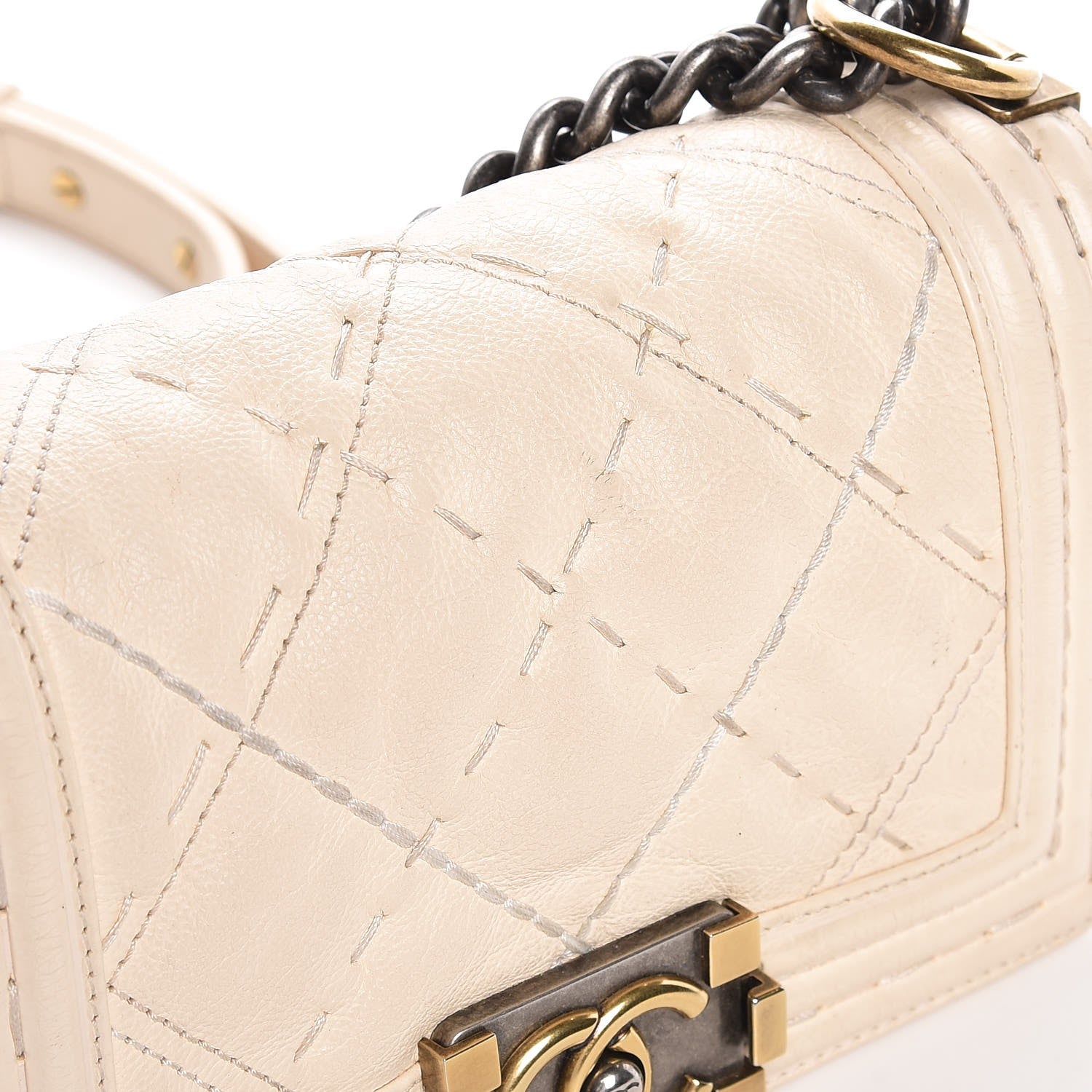 Chanel Calfskin Double Stitch Small Boy Flap White 13 of 13