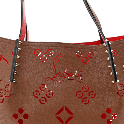 Christian Louboutin Calfskin Loubinthesky Small Perforated Cabarock Spikes Tote Biscotto 7 of 14