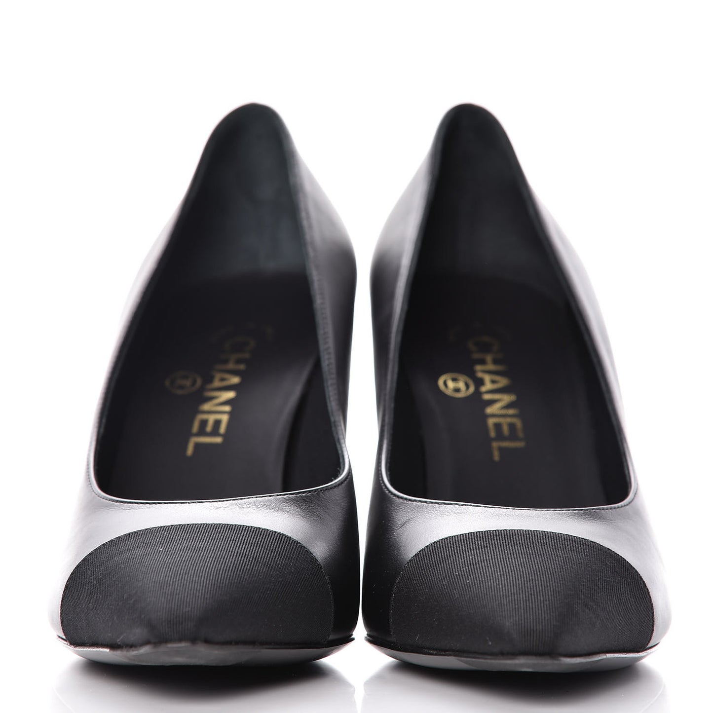 Lambskin Grosgrain Cap Toe Pumps 38 Black