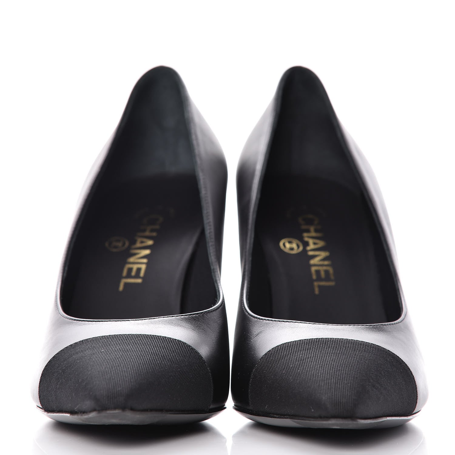 Chanel Lambskin Grosgrain Cap Toe Pumps 38 Black 2 of 10