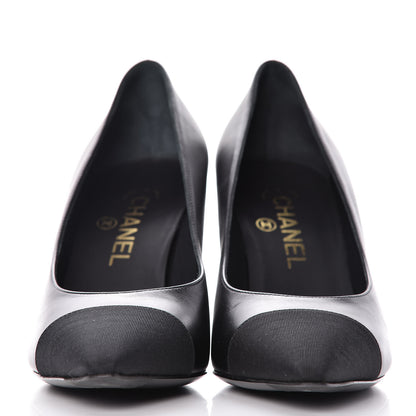 Chanel Lambskin Grosgrain Cap Toe Pumps 38 Black 2 of 10