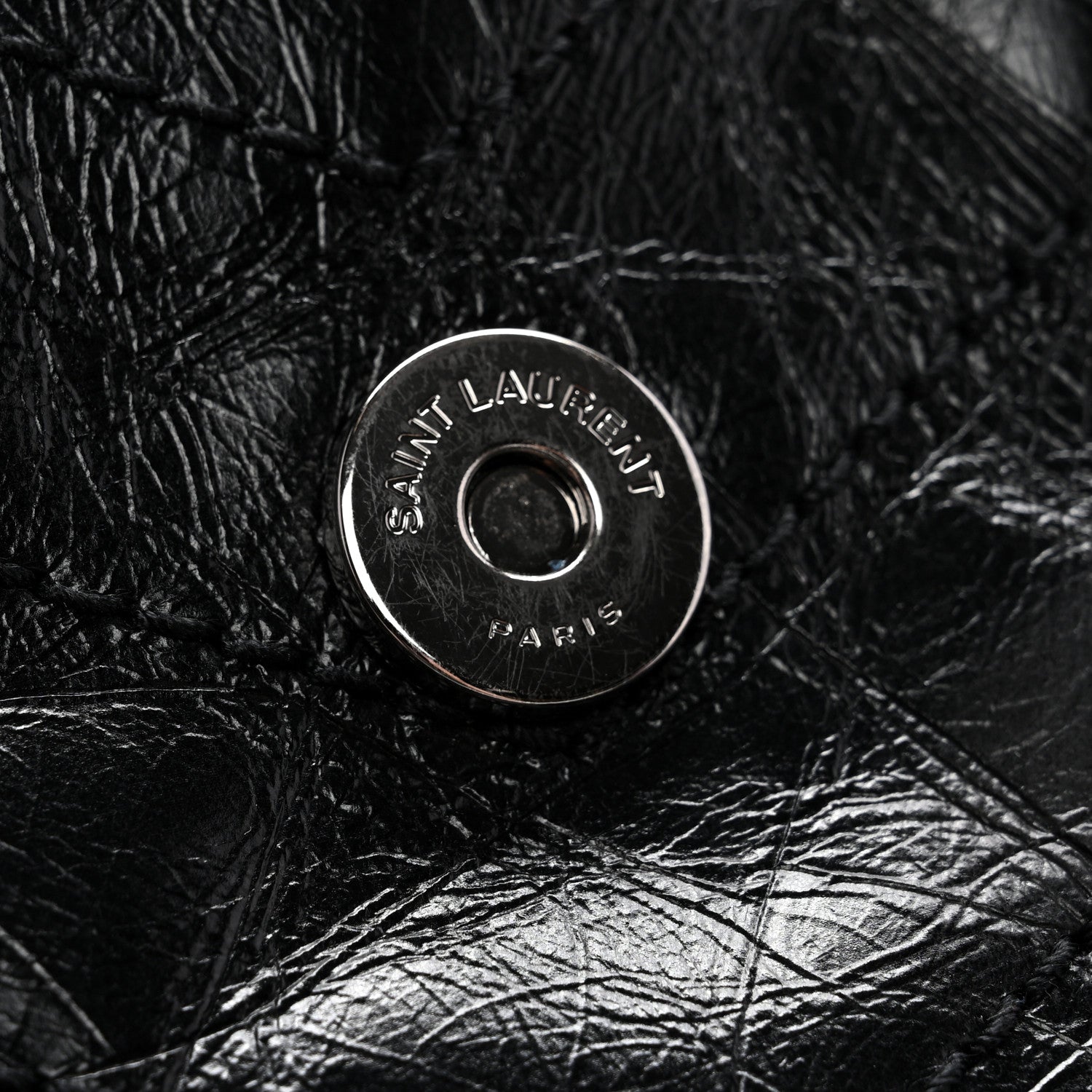 Saint Laurent Crinkled Calfskin Matelasse Monogram Medium Niki Chain Satchel Black 12 of 12