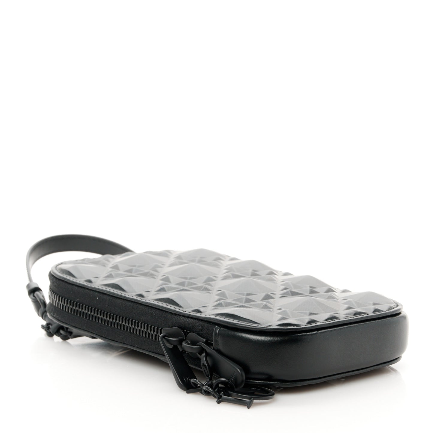 Calfskin Cannage Diamond Cannage Phone Holder Black