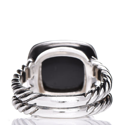 David Yurman Sterling Silver Diamond Black Onyx 11mm Albion Ring 54 7 4 of 5