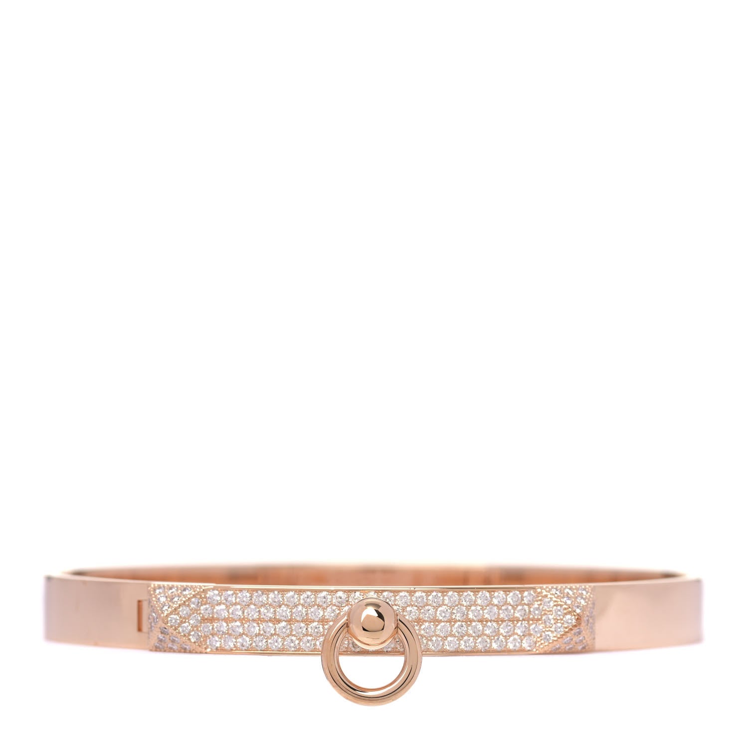 Hermes 18K Rose Gold Diamond PM Collier De Chien Pave Bracelet ST 1 of 6