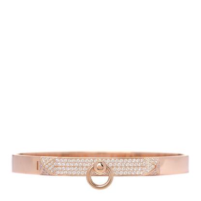 Hermes 18K Rose Gold Diamond PM Collier De Chien Pave Bracelet ST 1 of 6