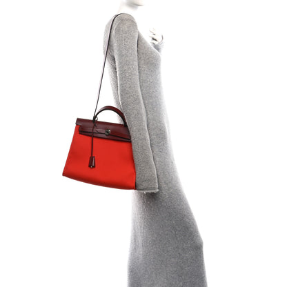 Hermes Vache Hunter Toile Herbag Zip 31 Capucine Rouge H 2 of 11