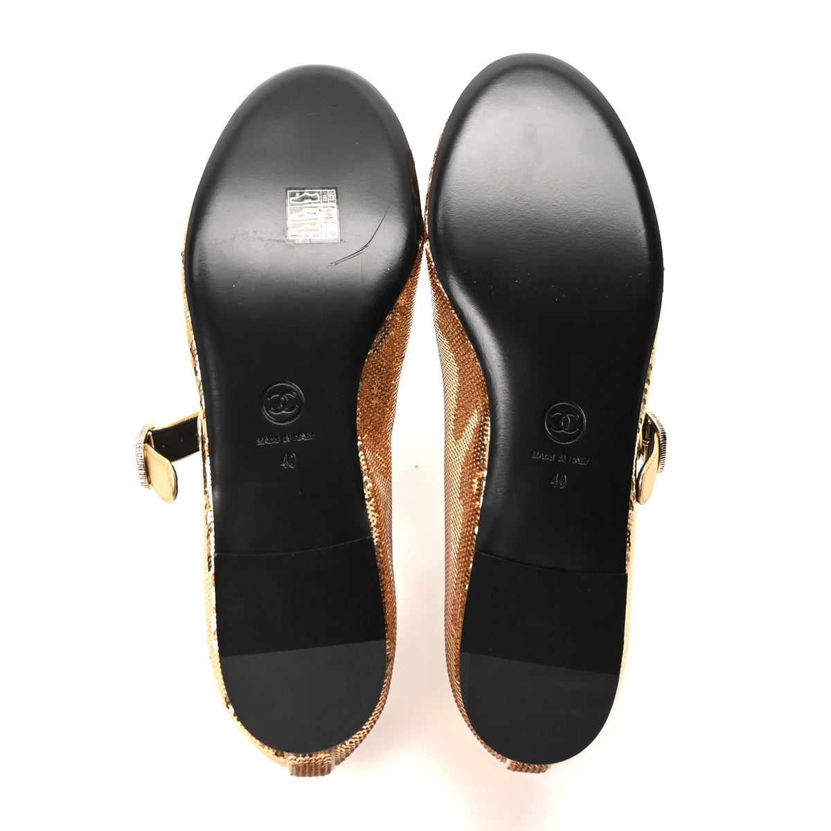 Chanel Sequin Mary Jane Flats 40 Golden 6 of 10