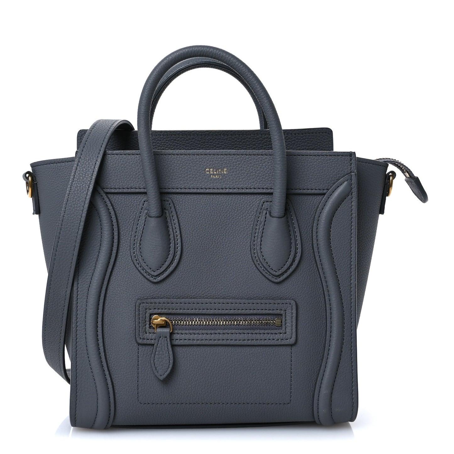 Drummed Calfskin Nano Luggage Kohl