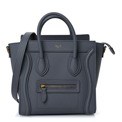 Celine Drummed Calfskin Nano Luggage Kohl 1 of 14