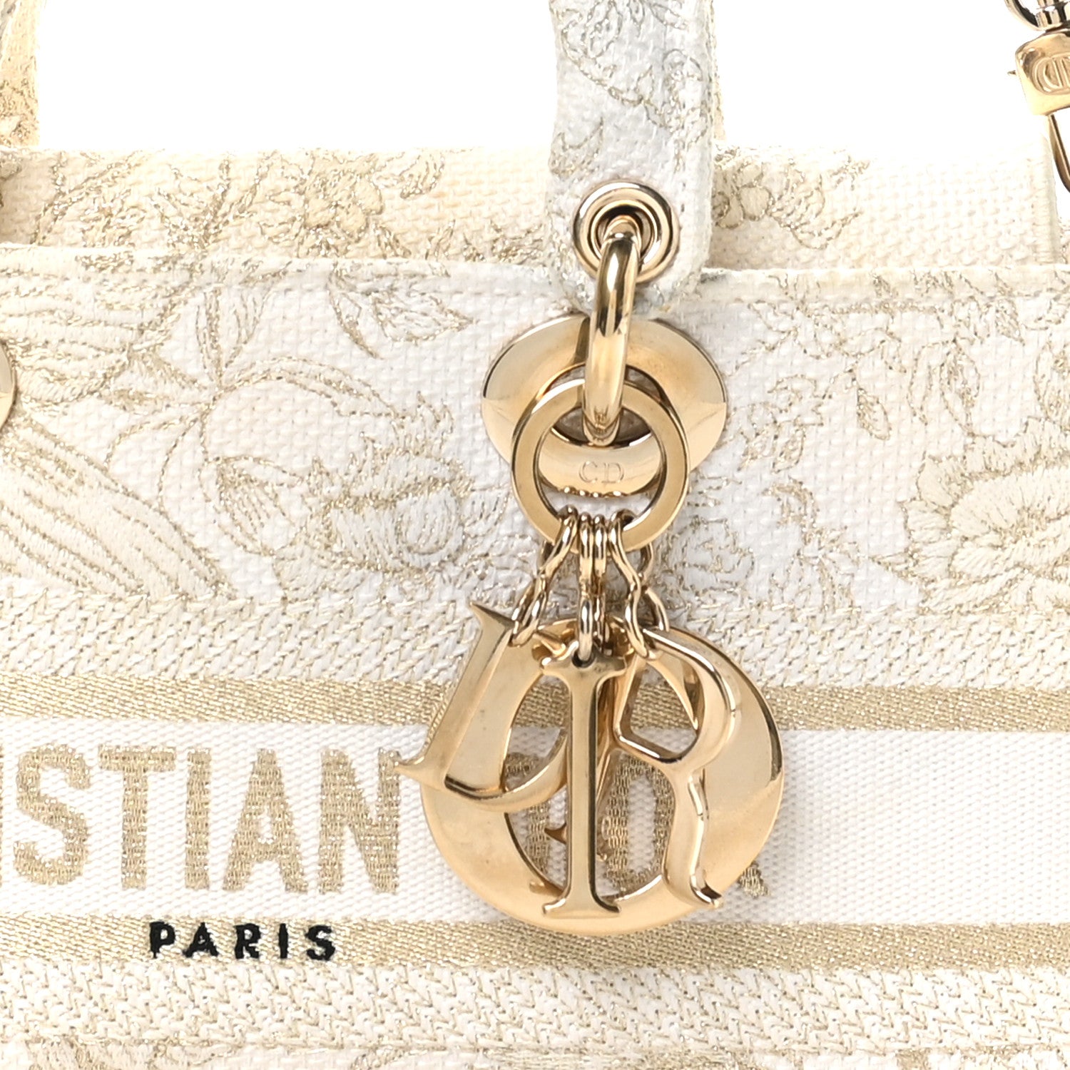 Christian Dior Canvas Embroidered Medium Jardin D'Hiver Lady D-Joy White Gold 9 of 11