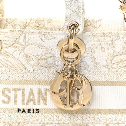 Christian Dior Canvas Embroidered Medium Jardin D'Hiver Lady D-Joy White Gold 9 of 11