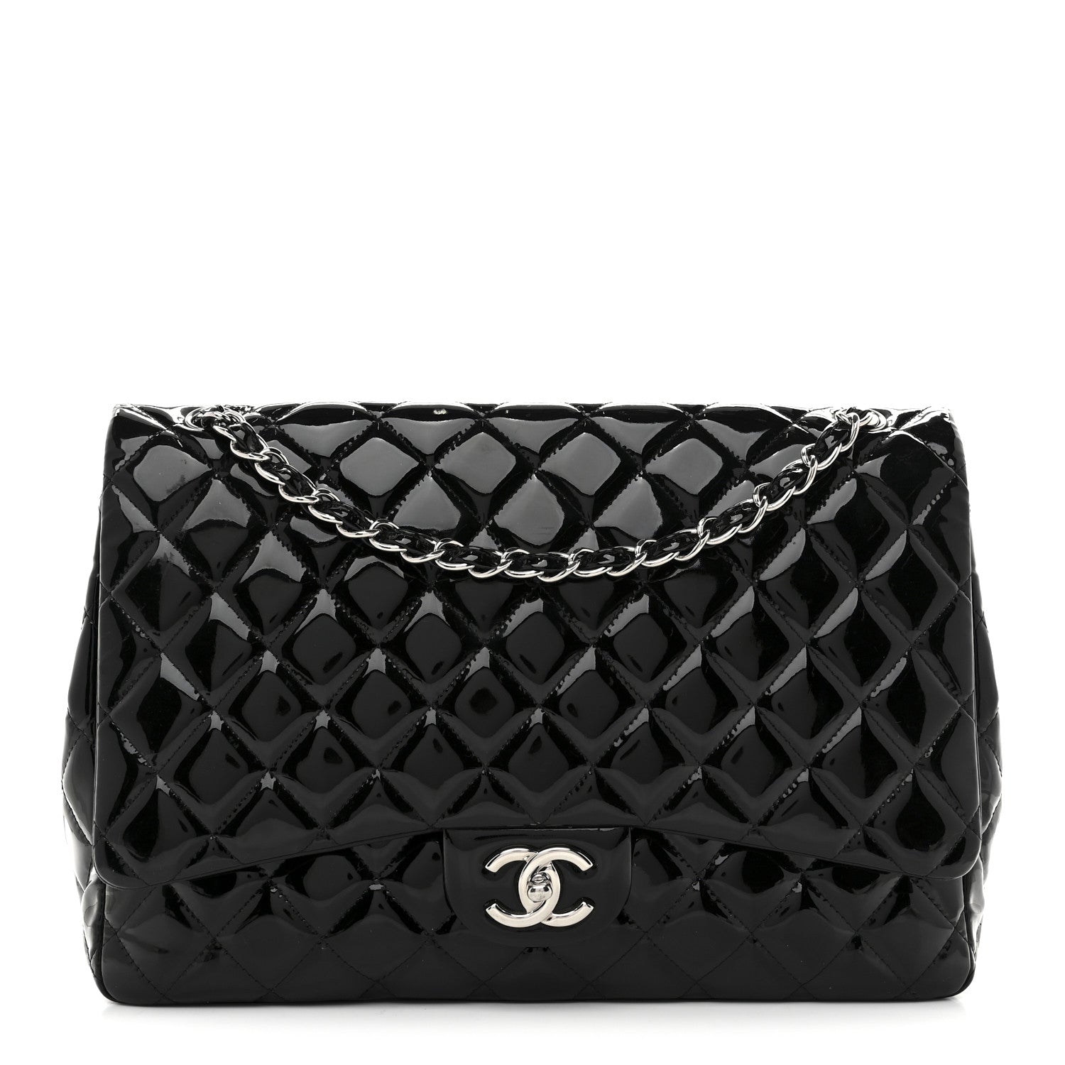 Chanel Patent Quilted Maxi Double Flap Black 1 of 10