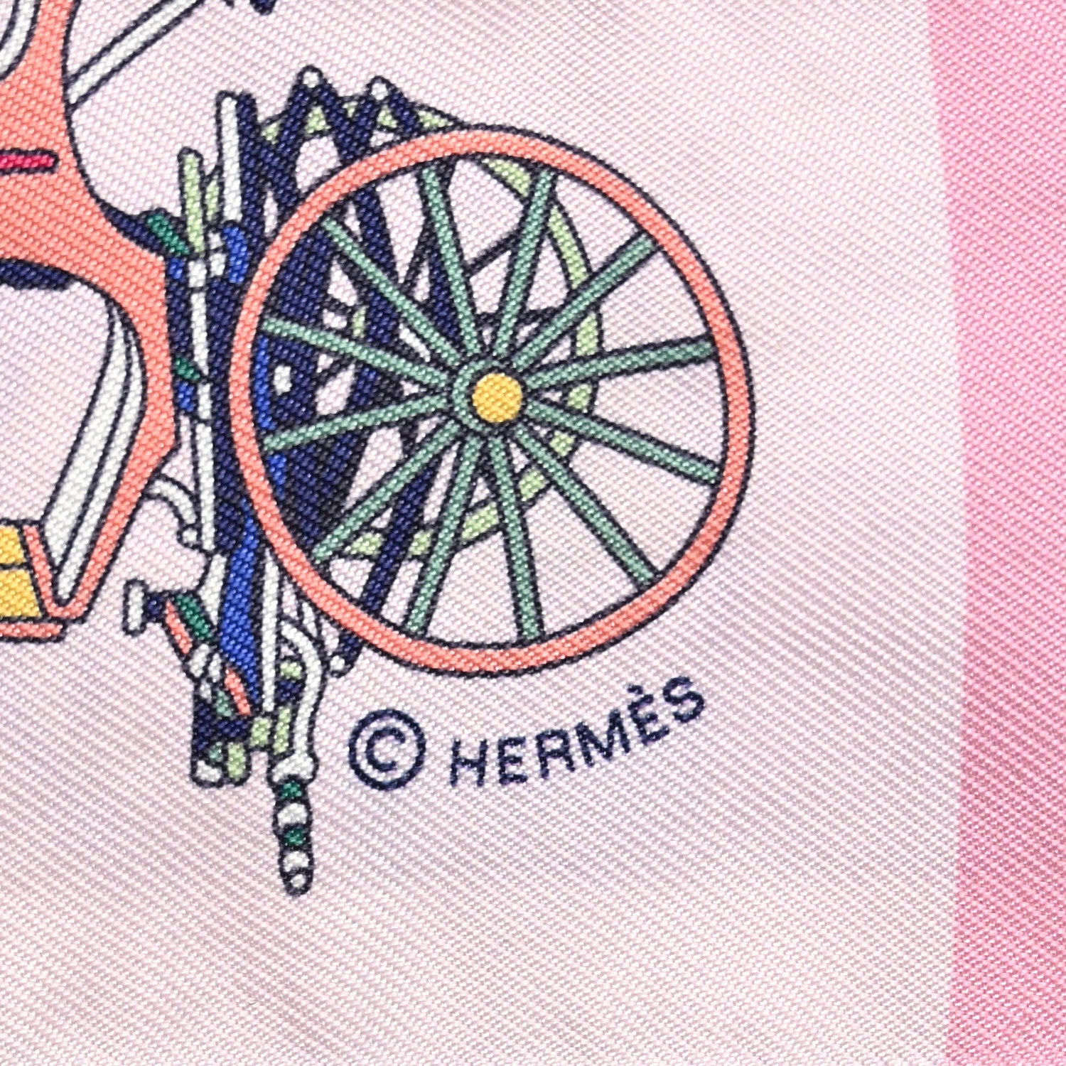 Hermes Silk Les Voitures Exquises Twilly Bleu Rose Vert 4 of 5