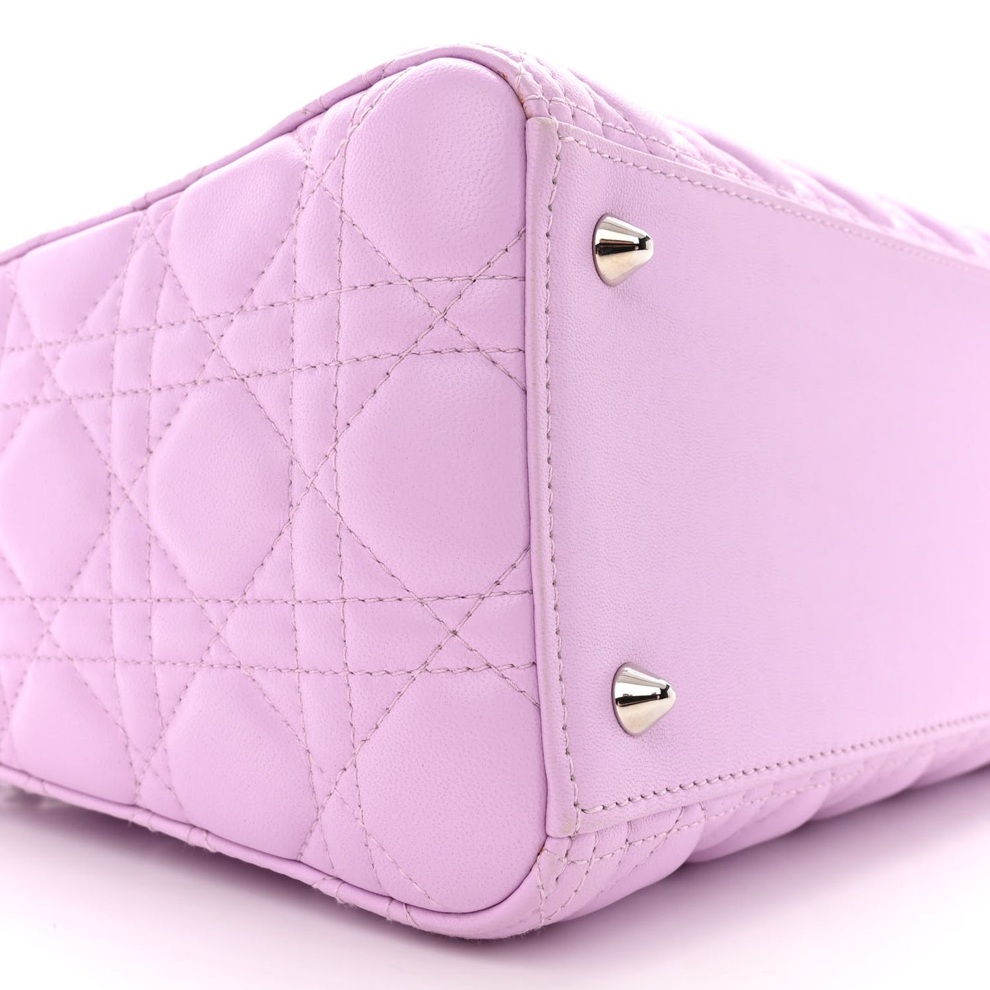CHRISTIAN DIOR Lambskin Cannage Medium Lady Dior Purple