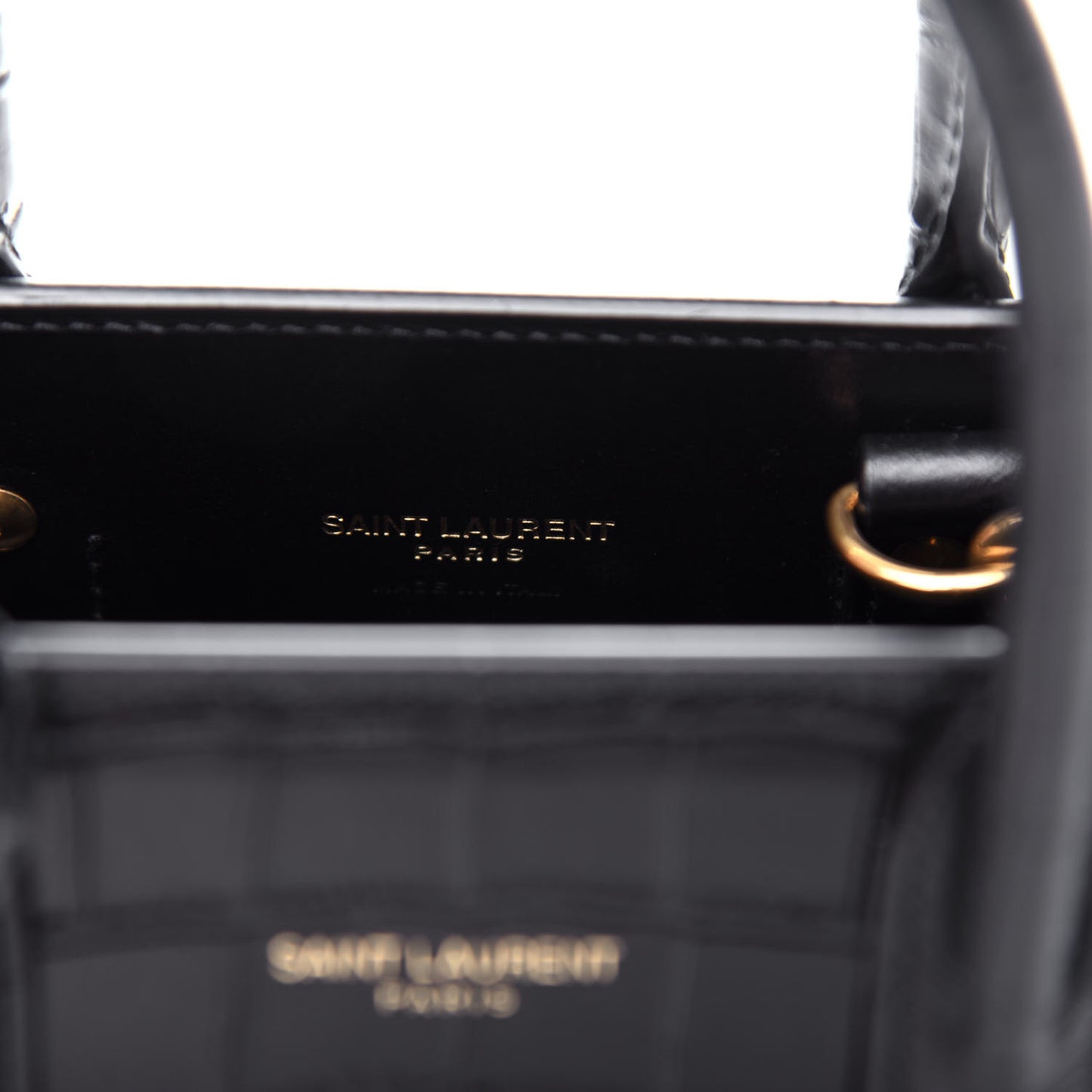 Calfskin Crocodile Embossed Nano Sac De Jour Black