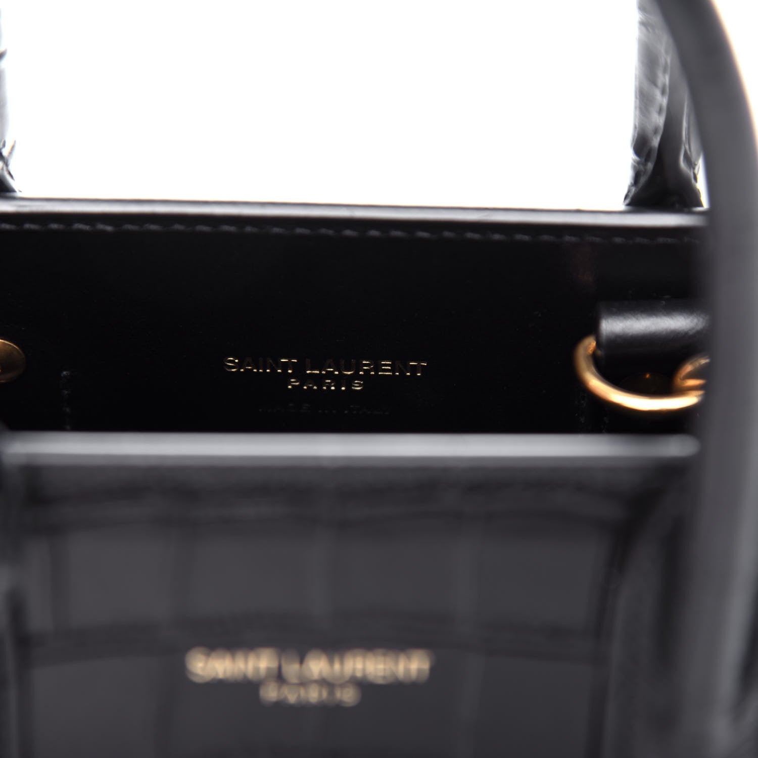 Saint Laurent Calfskin Crocodile Embossed Nano Sac De Jour Black 6 of 10
