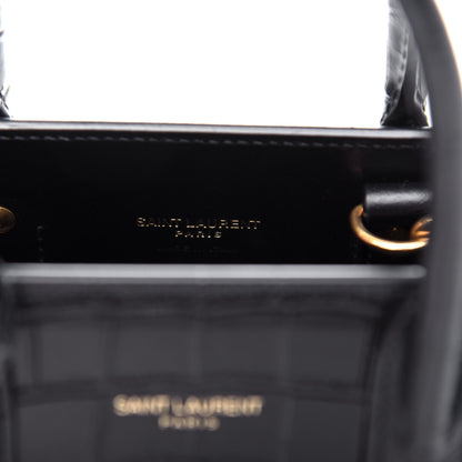 Saint Laurent Calfskin Crocodile Embossed Nano Sac De Jour Black 6 of 10