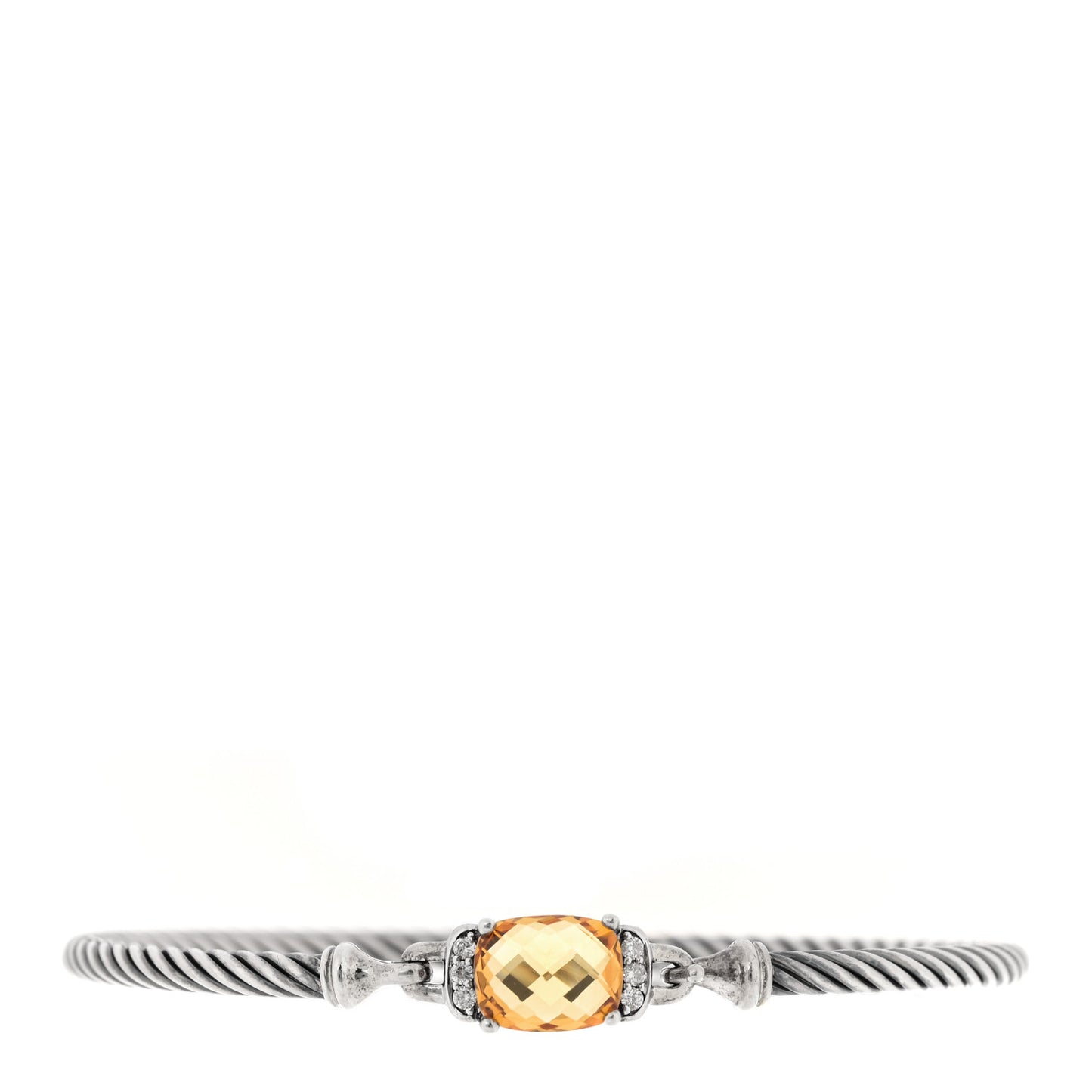 Sterling Silver Diamond Citrine 3mm Petite Wheaton Bracelet