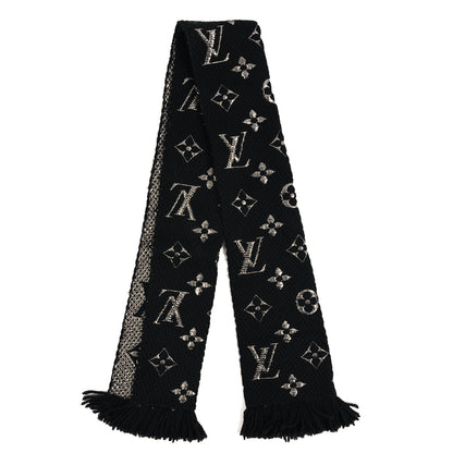 Louis Vuitton Wool Silk Logomania Shine Scarf Black 2 of 3