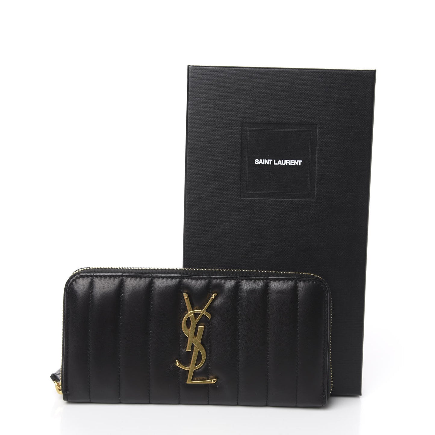 Lambskin Matelasse Monogram Vicky Continental Wallet Black