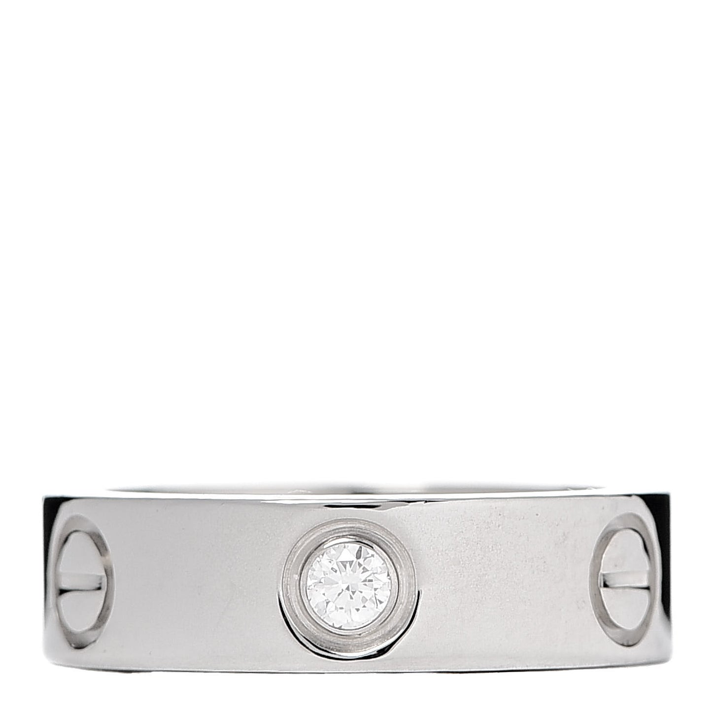 18K White Gold 3 Diamond 5.5mm LOVE Ring 51 5.75