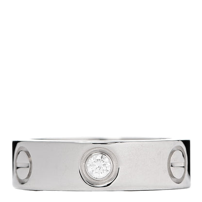 Cartier 18K White Gold 3 Diamond 5.5mm LOVE Ring 51 5.75 1 of 5