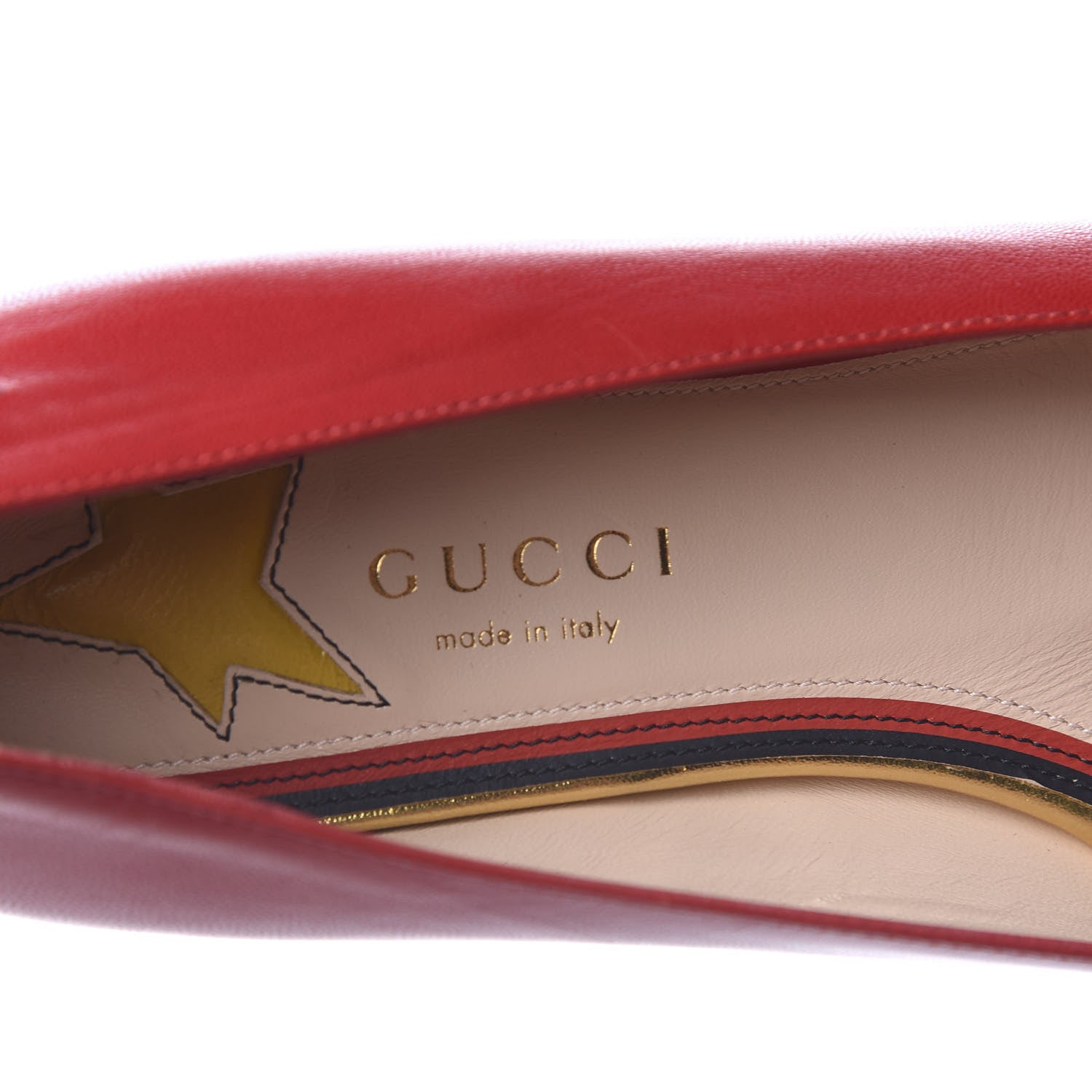 Gucci Calfskin Web Ballerina Flat 37.5 Red 7 of 9