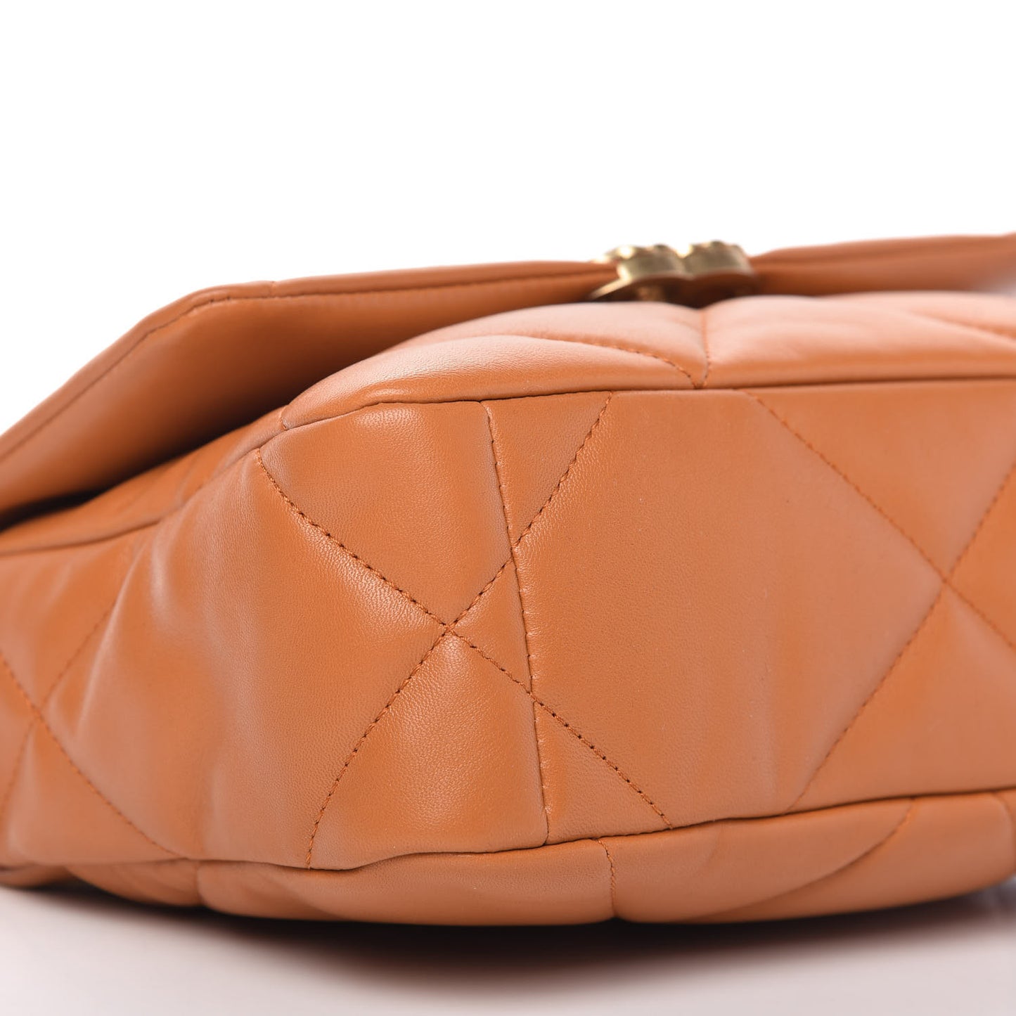 Lambskin Quilted Medium Chanel 19 Flap Light Brown