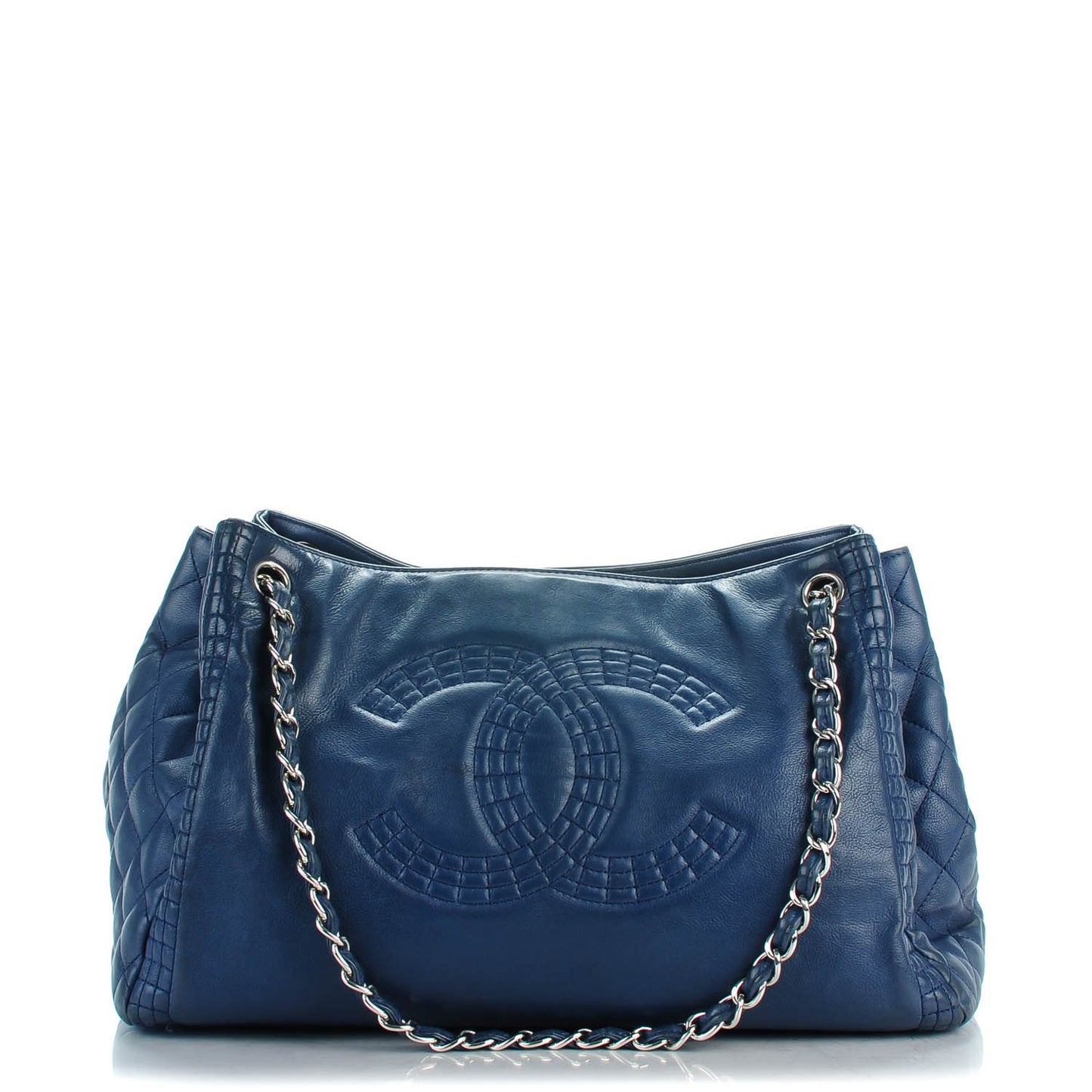 Calfskin Coco Bengal Open Accordion Tote Blue