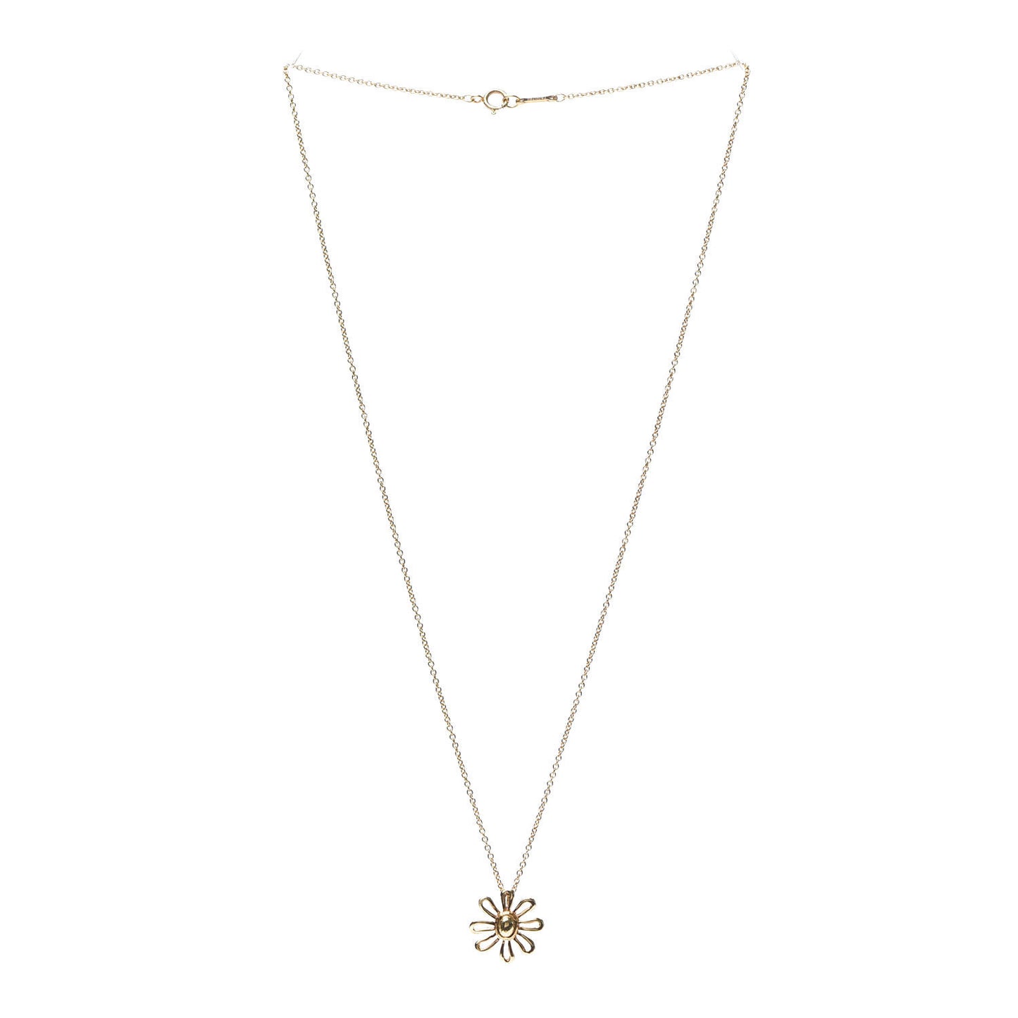 18K Yellow Gold Daisy Pendant Necklace
