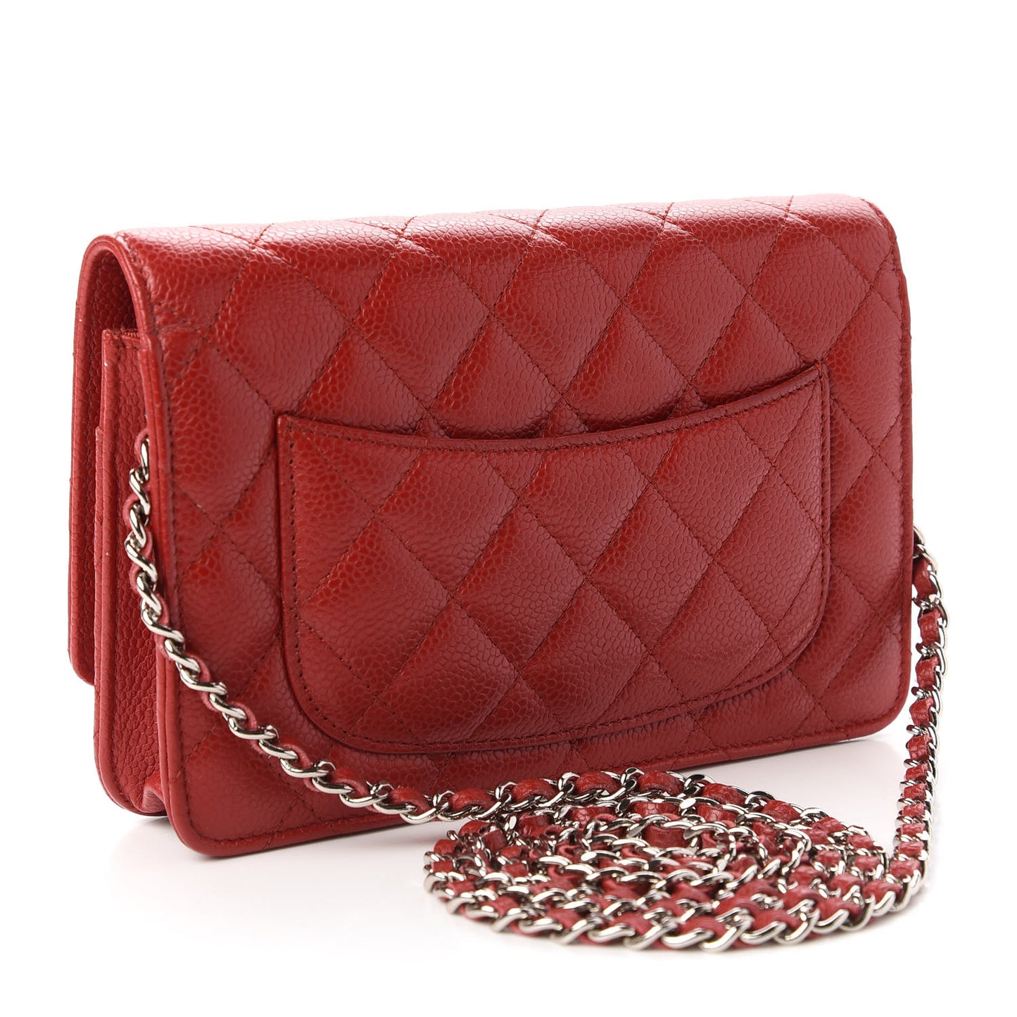 Caviar Quilted Wallet On Chain WOC Dark Red