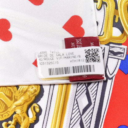 Hermes Silk Brides De Gala Love Scarf 90 Rouge Vif Marine White 3 of 4