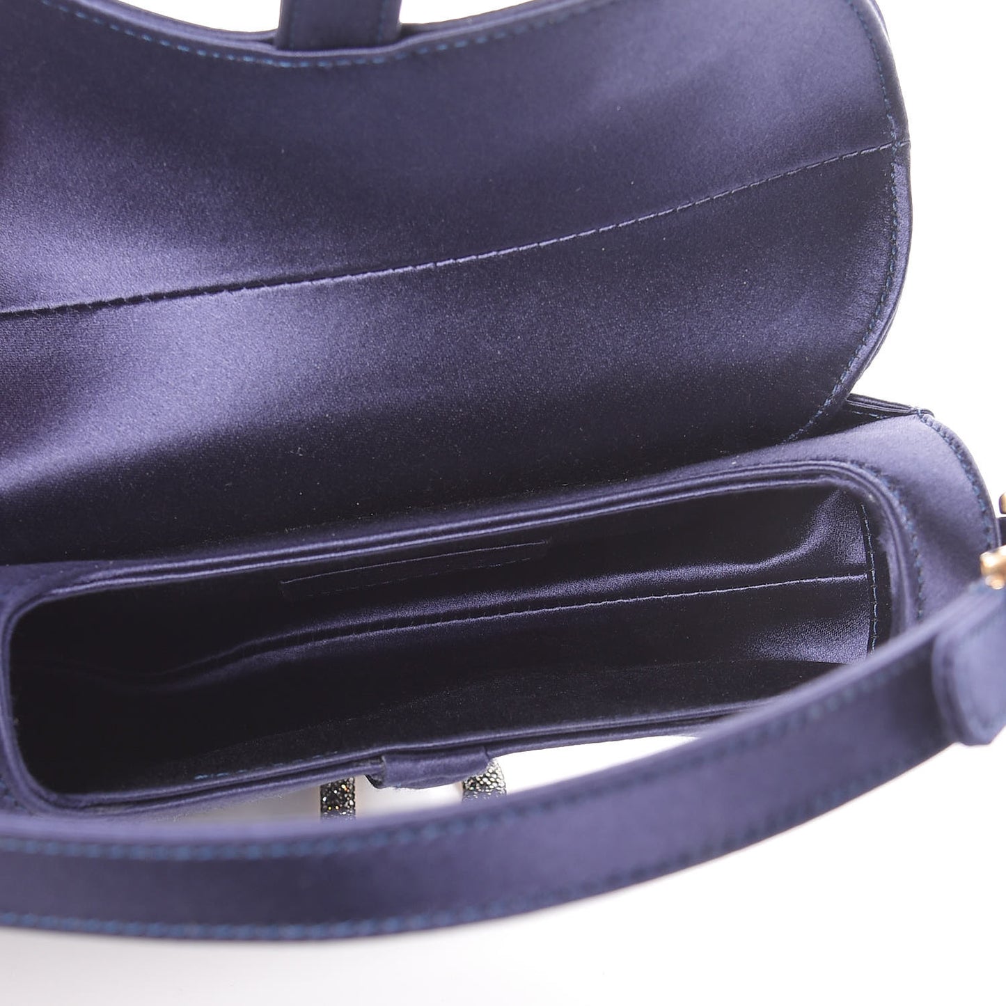 Satin Crystal Mini Saddle Bag Blue