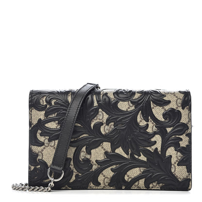Gucci GG Supreme Monogram Arabesque Chain Wallet Black 1 of 10