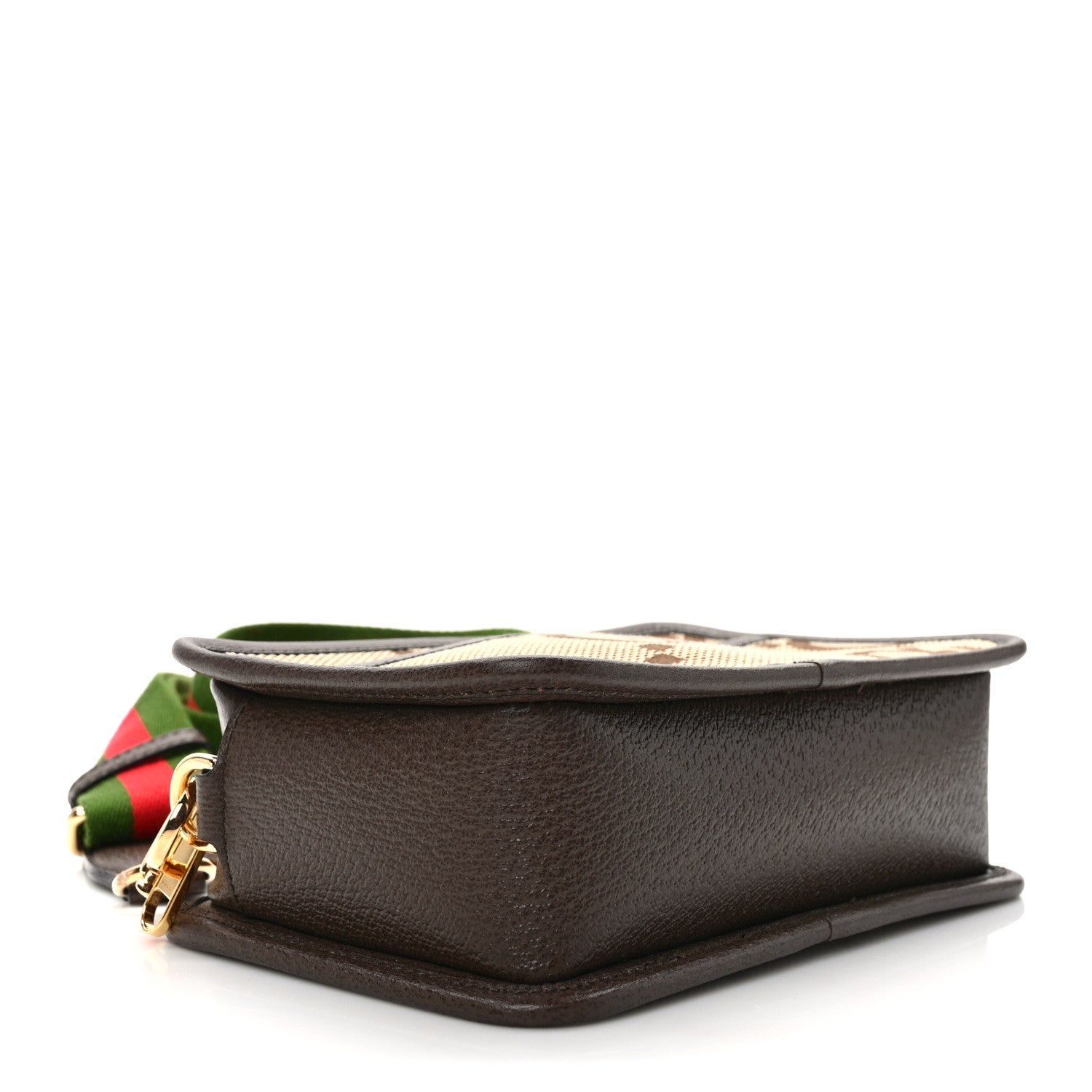 Gucci Monogram Jumbo GG Textured Dollar Calfskin Web Mini Crossbody Bag Camel Ebony New Acero 4 of 14