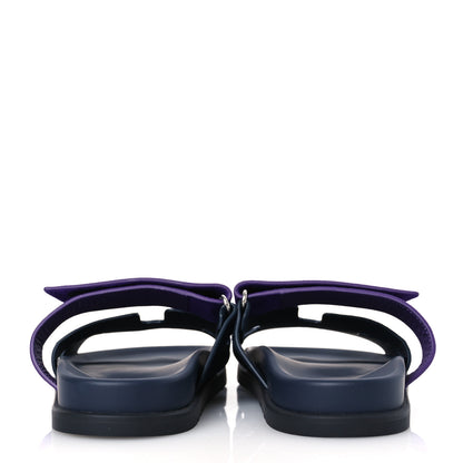 Hermes Suede Goatskin Womens Chypre Sandals 39 Marine Violet Majorette 6 of 10