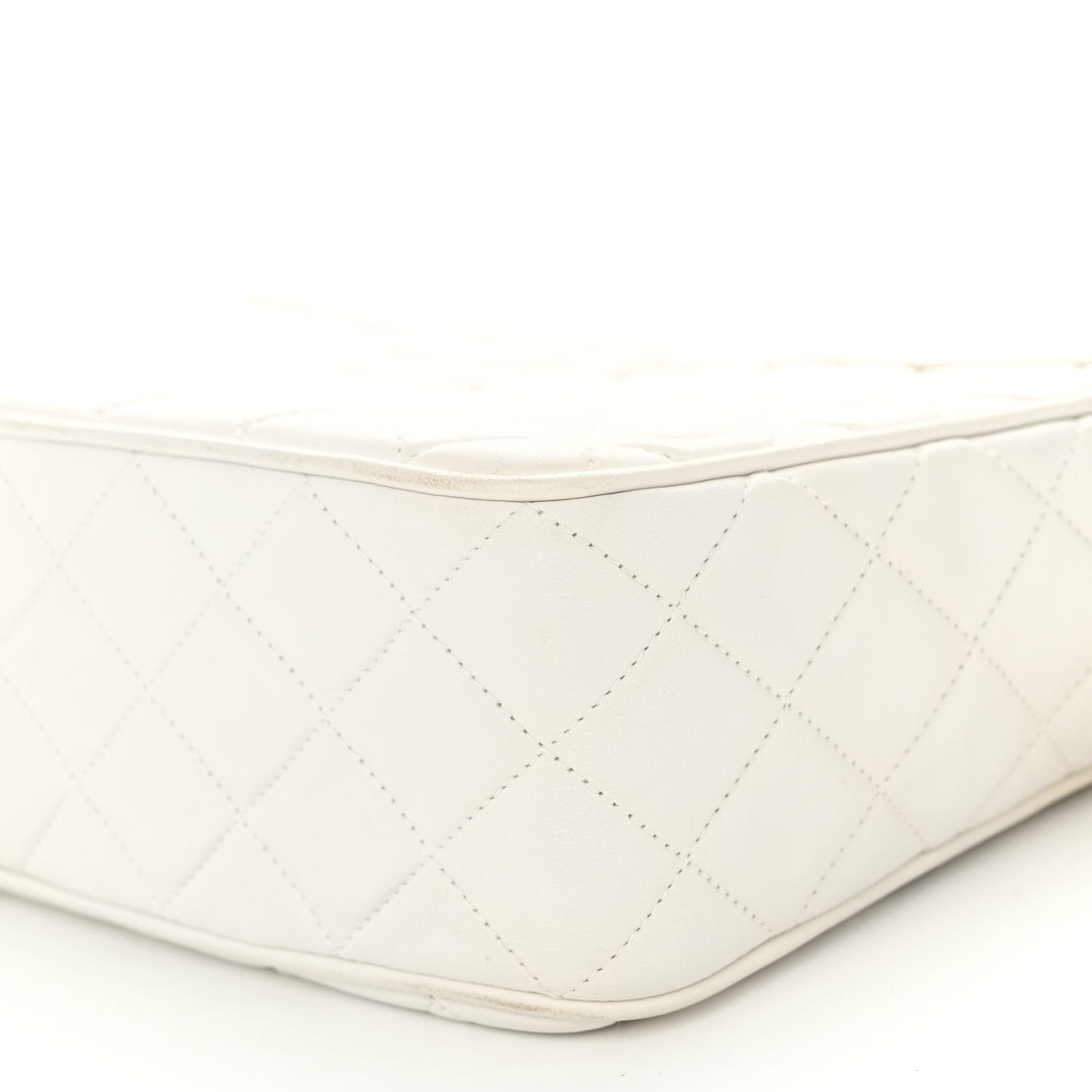 Lambskin Quilted Tassel Camera Case White