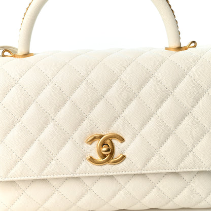 Chanel Caviar Quilted Small Chain Coco Handle Flap White 8 of 10