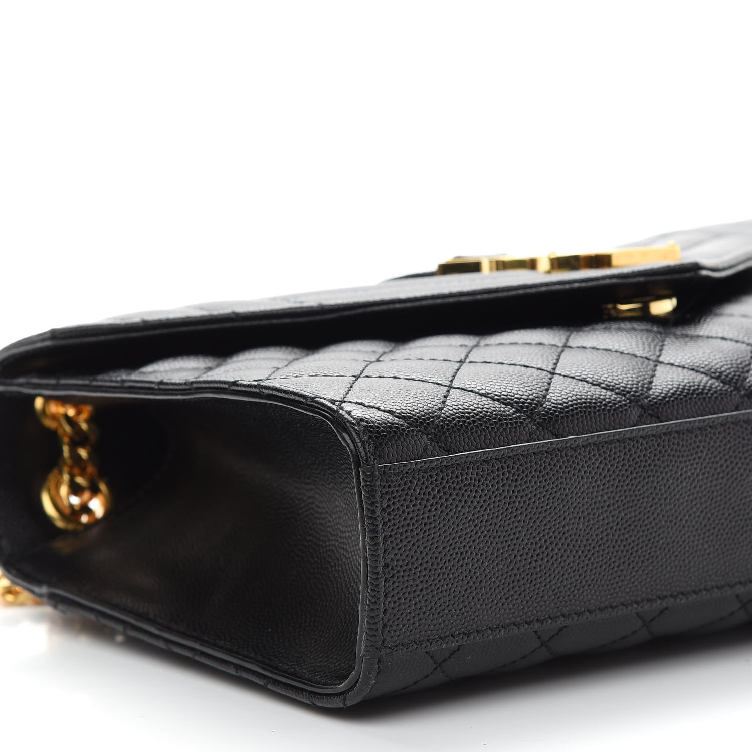 Saint Laurent Grain De Poudre Textured Mixed Matelasse Triquilt Medium Monogram Satchel Black 7 of 8