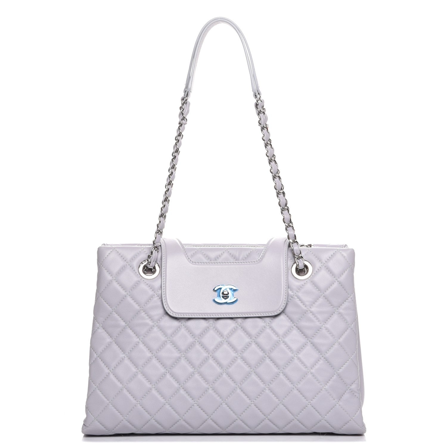 Chanel Lambskin Quilted By 3 Shopping Tote Light Grey 1 of 8